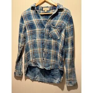 Cloth and Stone flannel long sleeve shirt cozy fall feminine hi lo size small